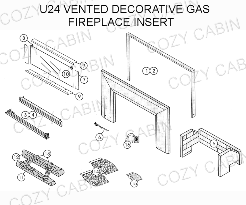 Energy Vented Decorative Gas Fireplace Insert (U24) #U24